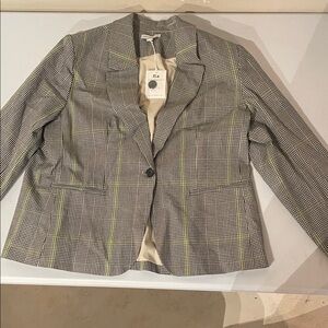 Club Monaco Houndstooth Blazer in Black and Cream